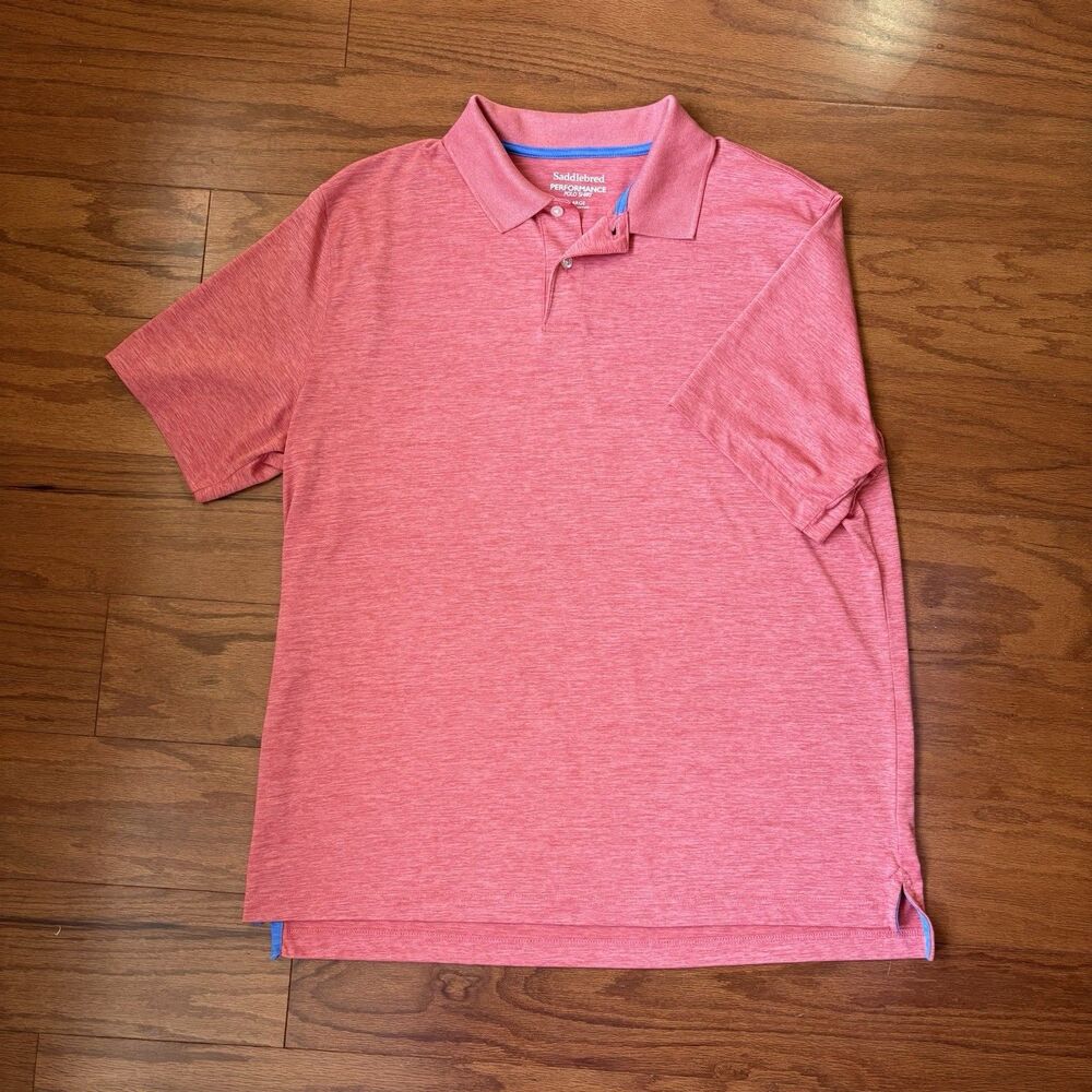 Saddlebred Mens Coral Performance Short‎ Sleeve Polo Shirt Size Large